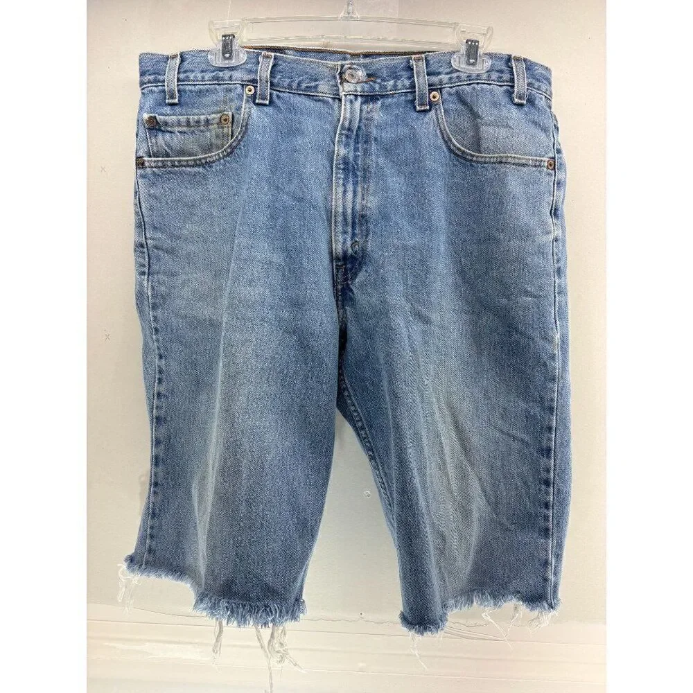Vintage‎ Levis Mens 550 Relaxed Fit Denim Shorts Light Wash Size 36x34 2001 Y2K